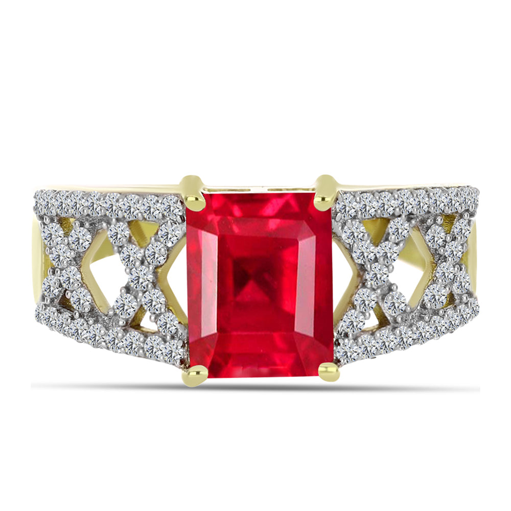 Arannyal Bevont Ezüst Gyűrű Vörös Acháttal és Fehér Topázzal 1 