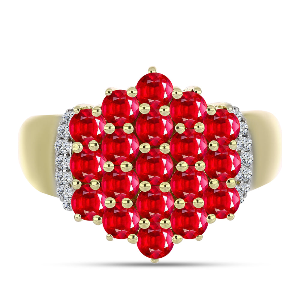 Arannyal Bevont Ezüst Gyűrű Vörös Acháttal és Fehér Topázzal 1 