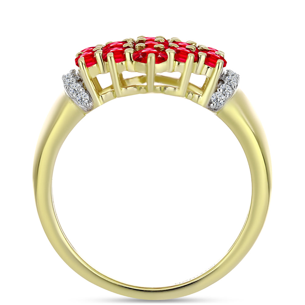 Arannyal Bevont Ezüst Gyűrű Vörös Acháttal és Fehér Topázzal