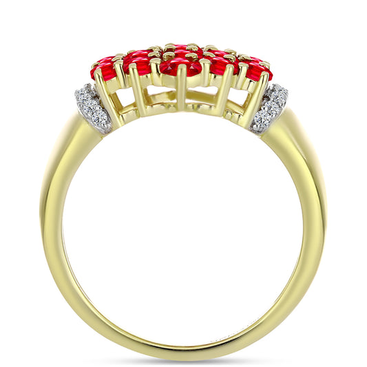 Arannyal Bevont Ezüst Gyűrű Vörös Acháttal és Fehér Topázzal