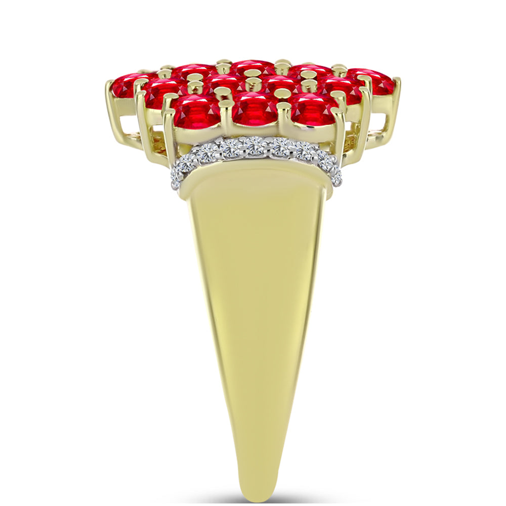 Arannyal Bevont Ezüst Gyűrű Vörös Acháttal és Fehér Topázzal 4 