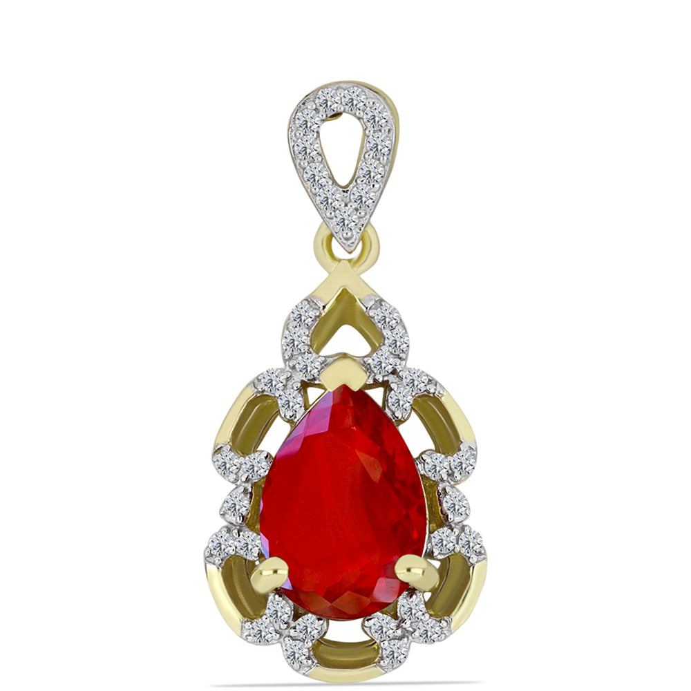 Arannyal Bevont Ezüst Medál Vörös Acháttal és Fehér Topázzal
