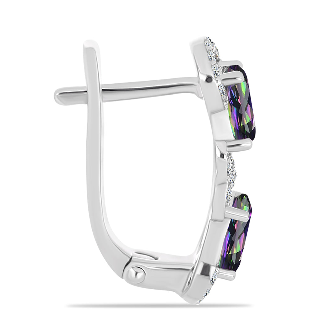 Ezüst Fülbevaló Brazil Misztikus Zöld Kvarccal és Fehér Topázzal 2 