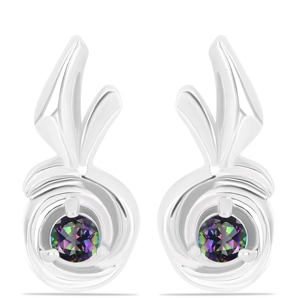 Ezüst Fülbevaló Brazil Misztikus Zöld Kvarccal