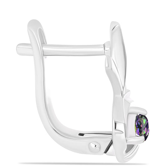 Ezüst Fülbevaló Brazil Misztikus Zöld Kvarccal