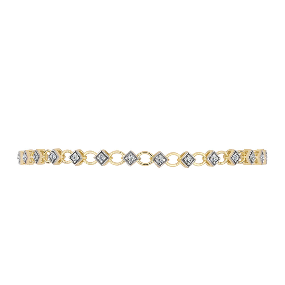 Arannyal Bevont Ezüst Karkötő Minősített laboratóriumban előállított Gyémánttal