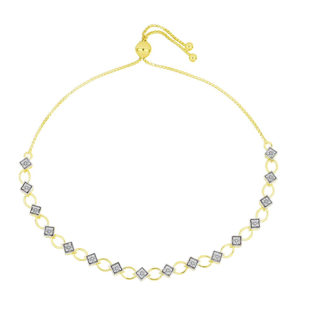 Arannyal Bevont Ezüst Karkötő Minősített laboratóriumban előállított Gyémánttal