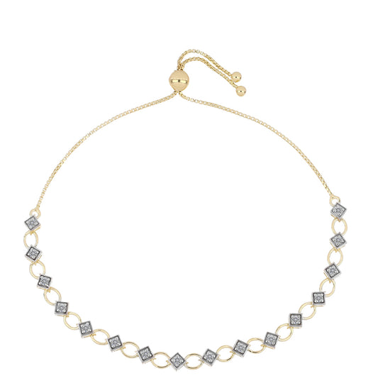 Arannyal Bevont Ezüst Karkötő Minősített laboratóriumban előállított Gyémánttal