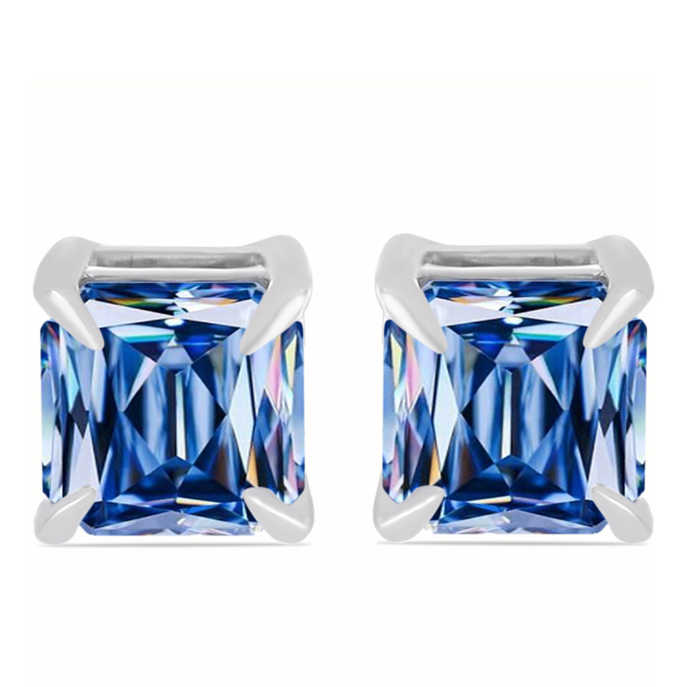 Ezüst Fülbevaló Óceánkék Moissanite-tal