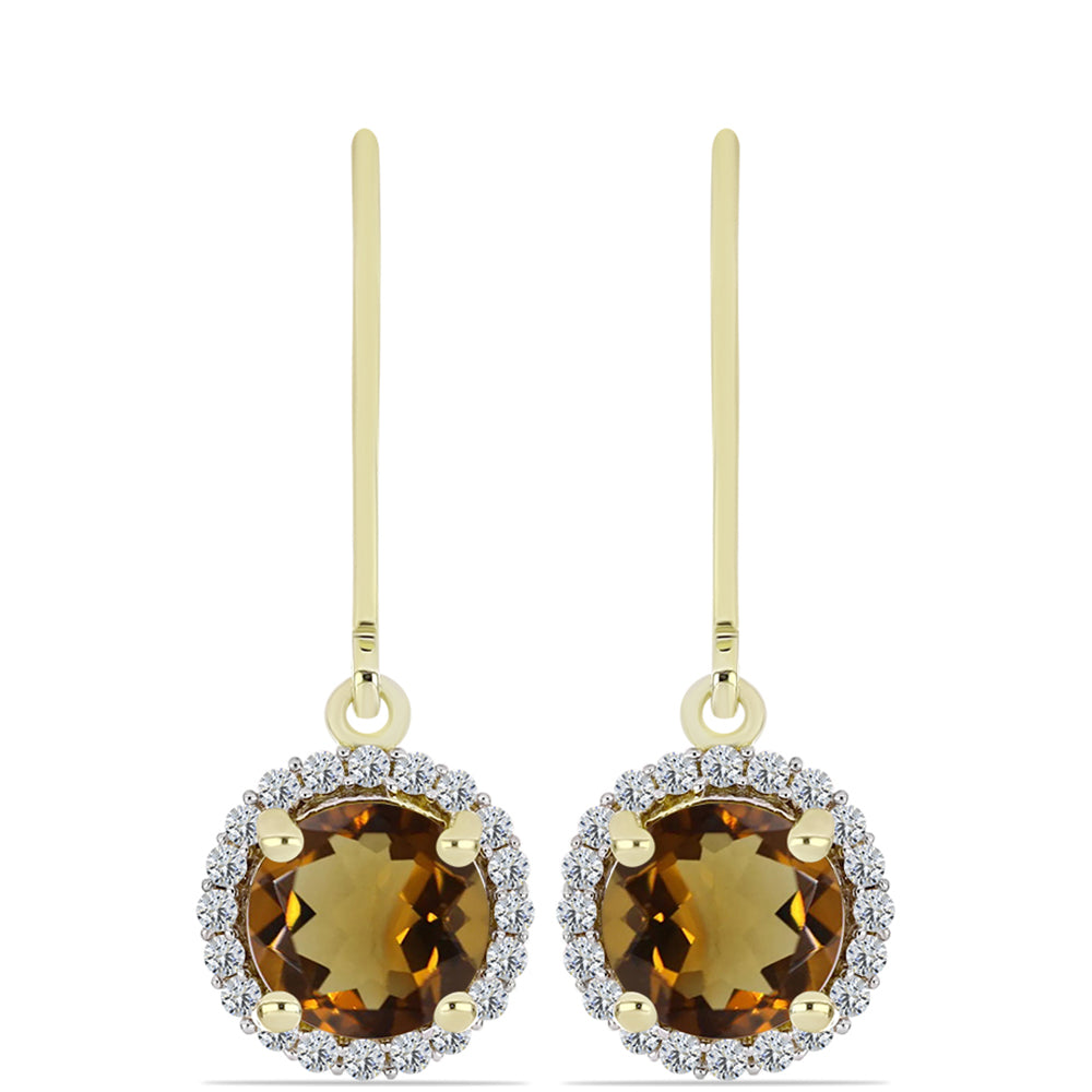 Arannyal Bevont Ezüst Fülbevaló Kognak Kvarccal és Fehér Topázzal 1 