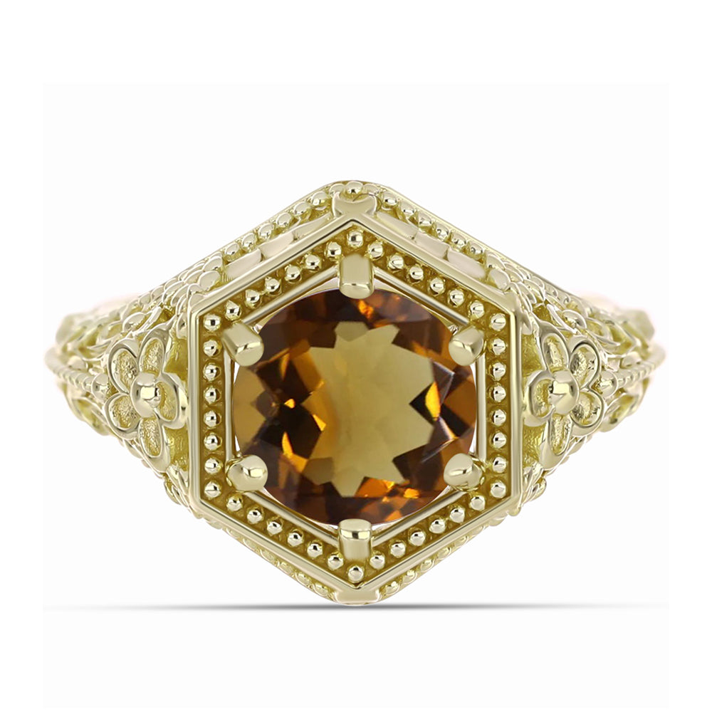 Arannyal Bevont Ezüst Gyűrű Kognak Kvarccal 1 