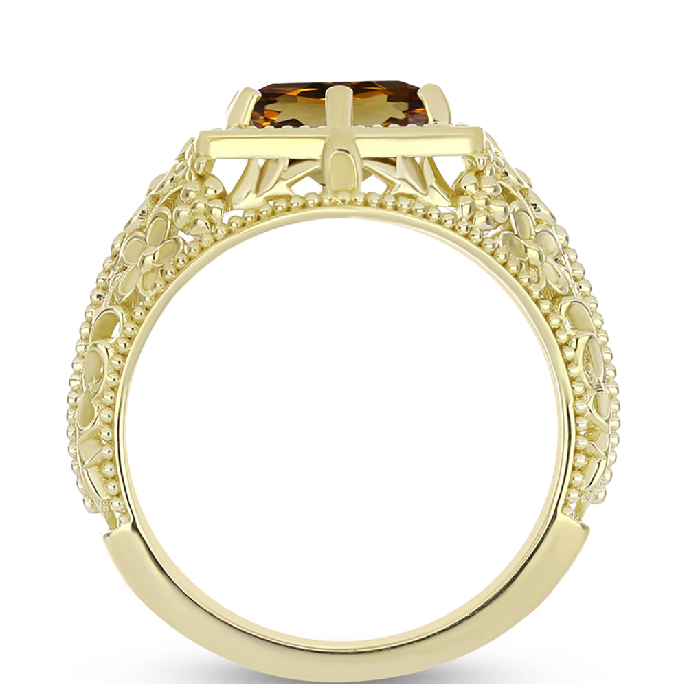 Arannyal Bevont Ezüst Gyűrű Kognak Kvarccal 2 