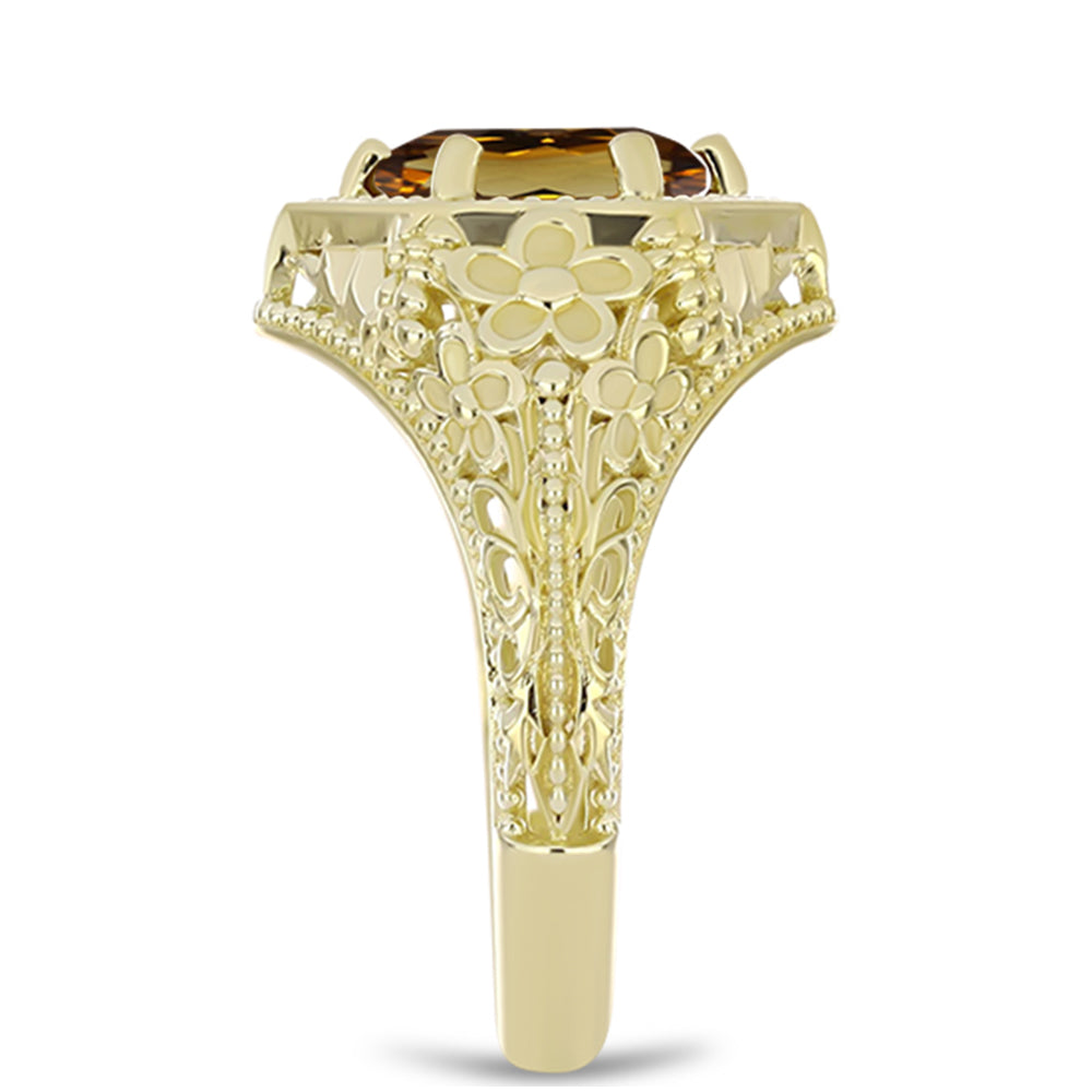 Arannyal Bevont Ezüst Gyűrű Kognak Kvarccal 4 