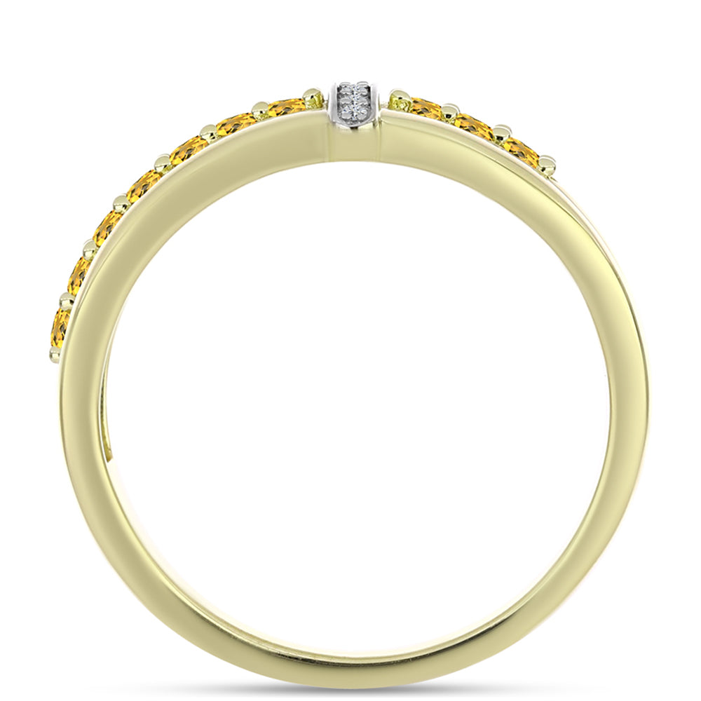 Arannyal Bevont Ezüst Gyűrű Kognak Kvarccal és Fehér Topázzal 2 