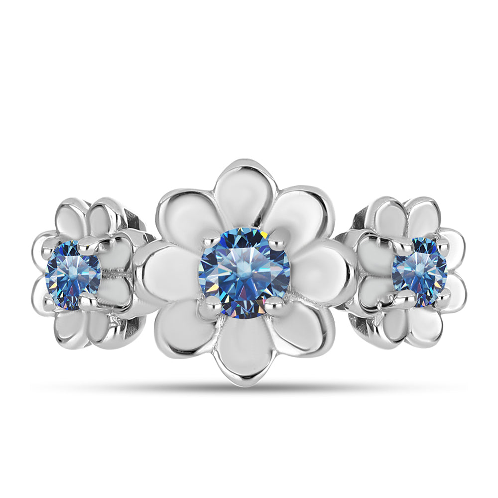 Ezüst Gyűrű Óceánkék Moissanite-tal