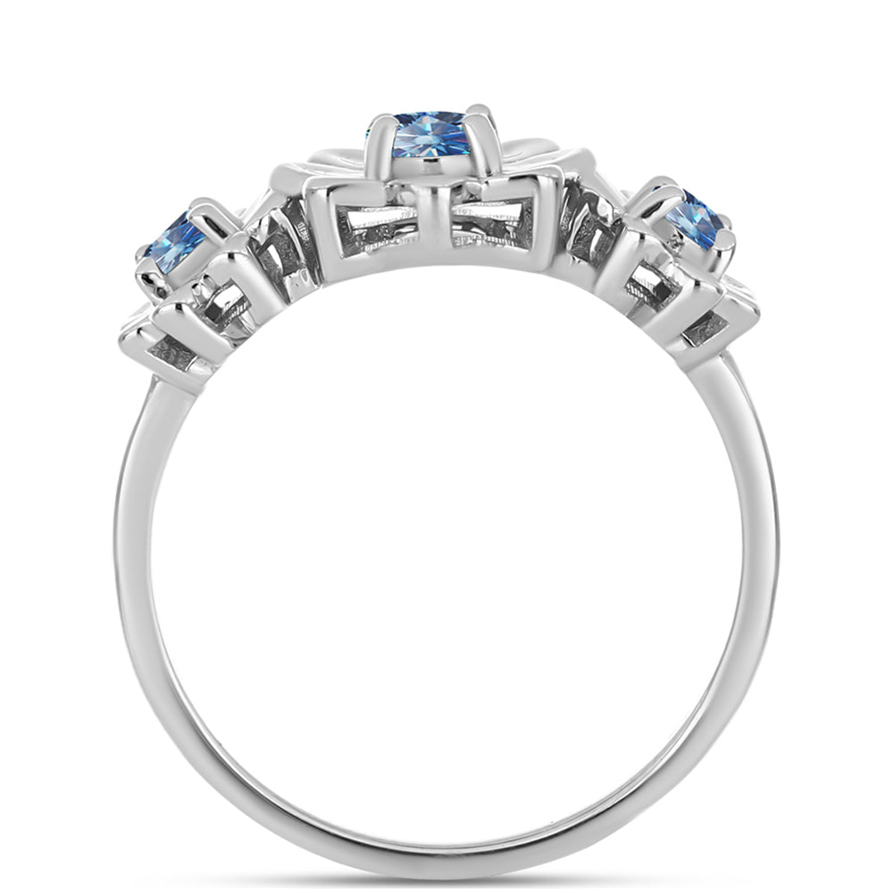 Ezüst Gyűrű Óceánkék Moissanite-tal
