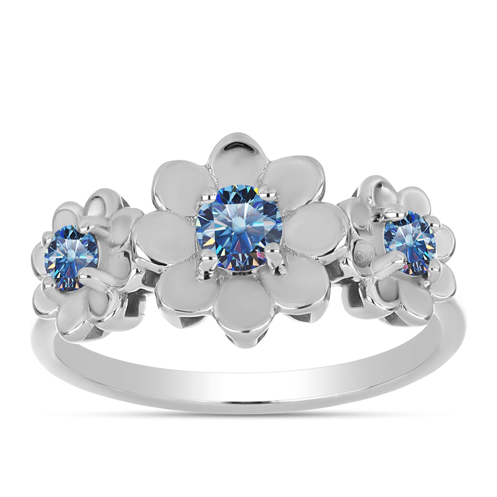 Ezüst Gyűrű Óceánkék Moissanite-tal