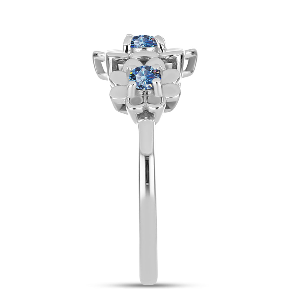 Ezüst Gyűrű Óceánkék Moissanite-tal