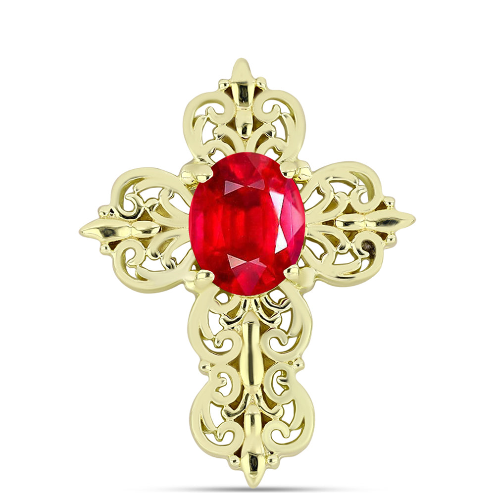 Kereszt Arannyal Bevont Ezüst Medál Vörös Acháttal 1 