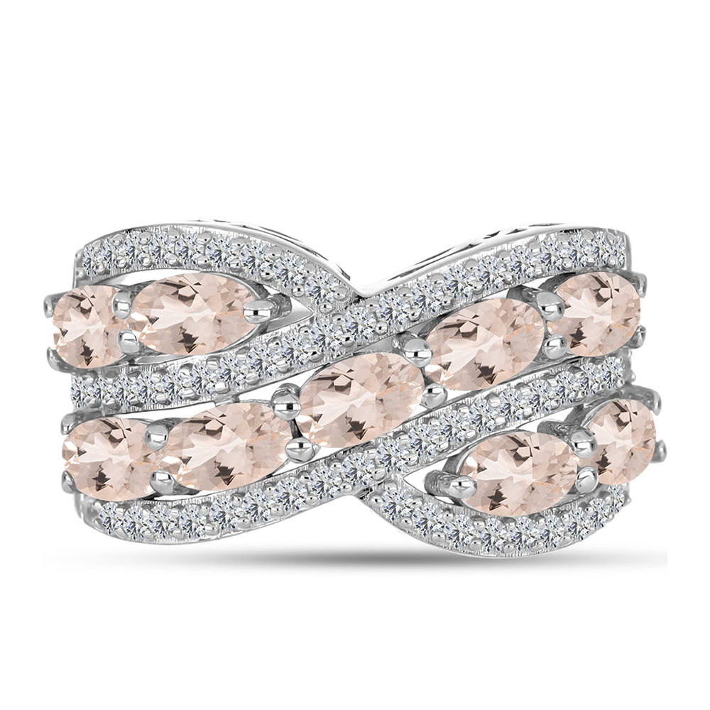 Ezüst Gyűrű Gozarehi Morganittal és Fehér Topázzal 1 