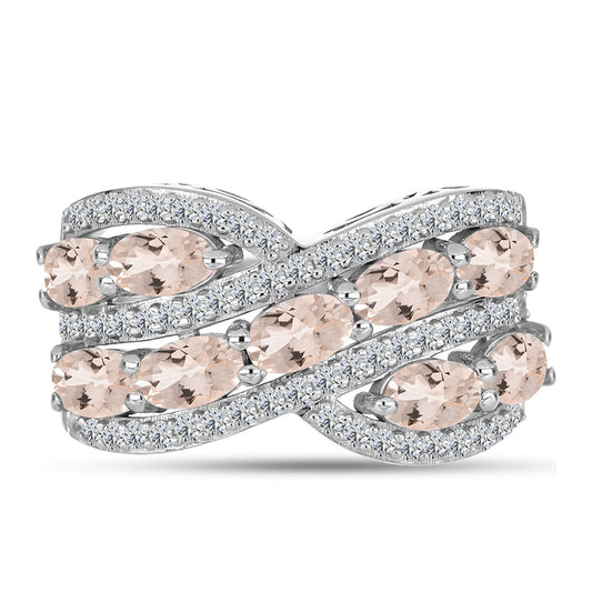 Ezüst Gyűrű Gozarehi Morganittal és Fehér Topázzal