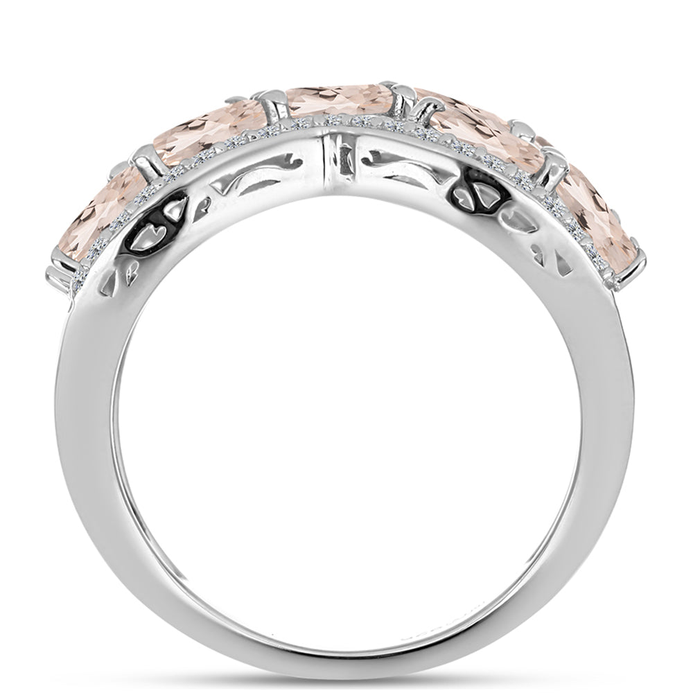 Ezüst Gyűrű Gozarehi Morganittal és Fehér Topázzal 2 