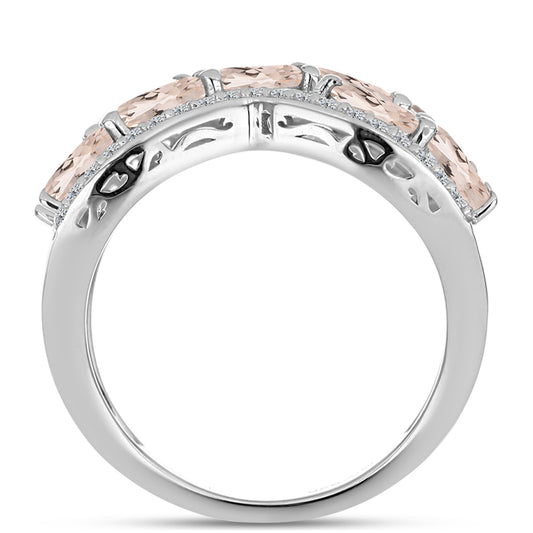 Ezüst Gyűrű Gozarehi Morganittal és Fehér Topázzal