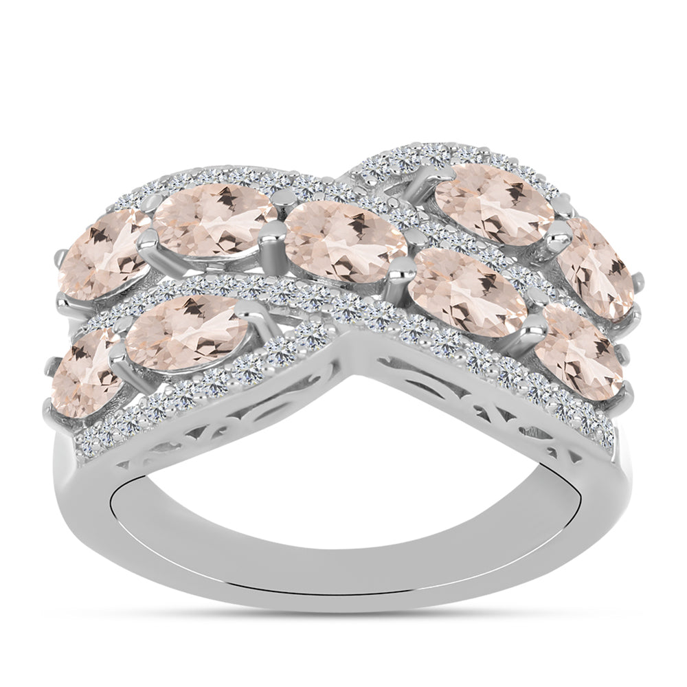 Ezüst Gyűrű Gozarehi Morganittal és Fehér Topázzal 3 