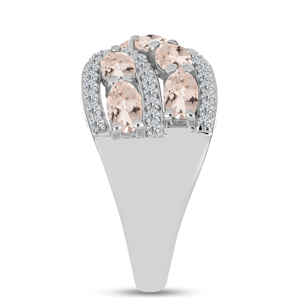 Ezüst Gyűrű Gozarehi Morganittal és Fehér Topázzal 4 