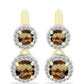Arannyal Bevont Ezüst Fülbevaló Kognak Kvarccal és Fehér Topázzal