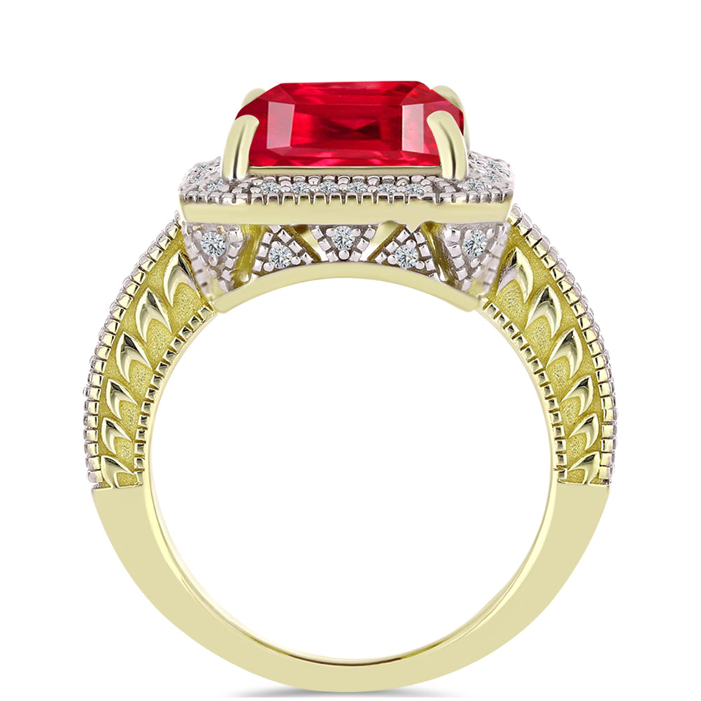 Arannyal Bevont Ezüst Gyűrű Vörös Acháttal és Fehér Topázzal