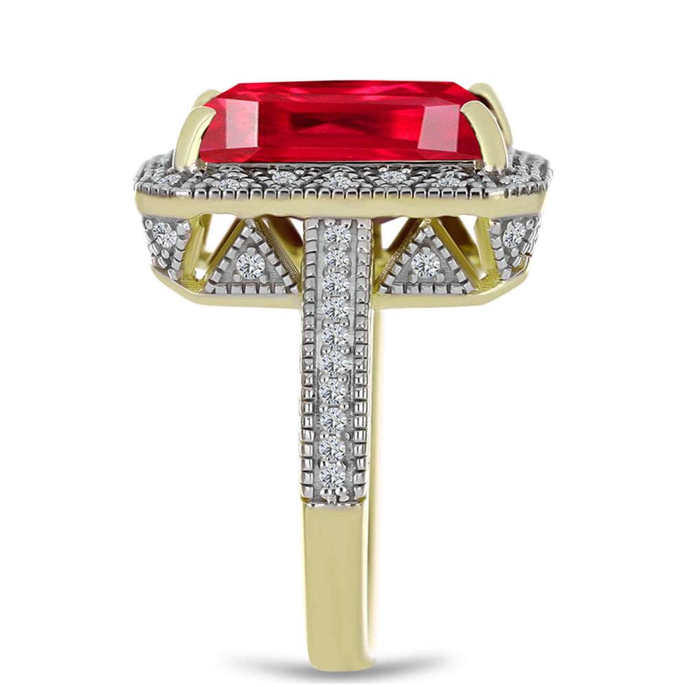 Arannyal Bevont Ezüst Gyűrű Vörös Acháttal és Fehér Topázzal