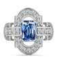 Ezüst Gyűrű Óceánkék Moissanite-tal és Fehér Topázzal