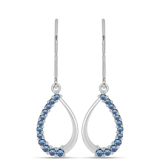 Ezüst Fülbevaló Óceánkék Moissanite-tal