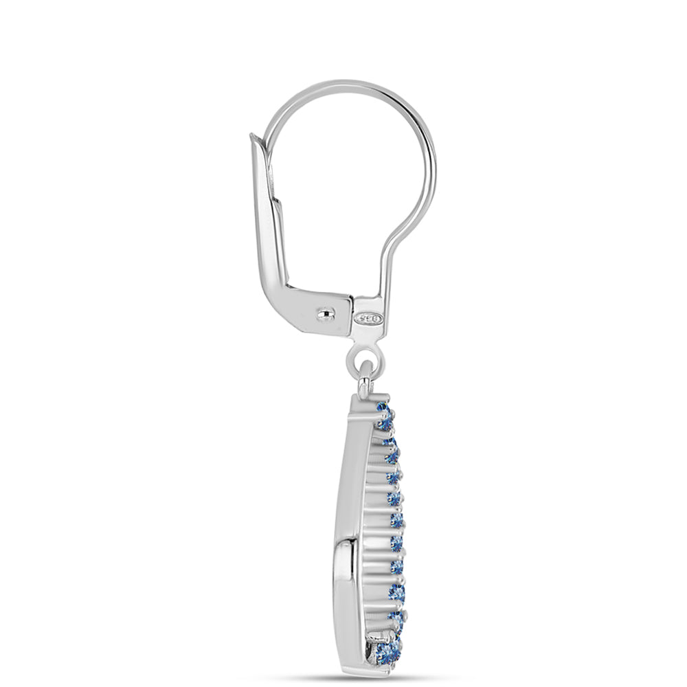 Ezüst Fülbevaló Óceánkék Moissanite-tal