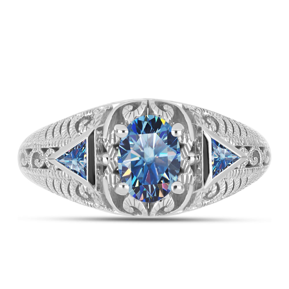 Ezüst Gyűrű Óceánkék Moissanite-tal 1 