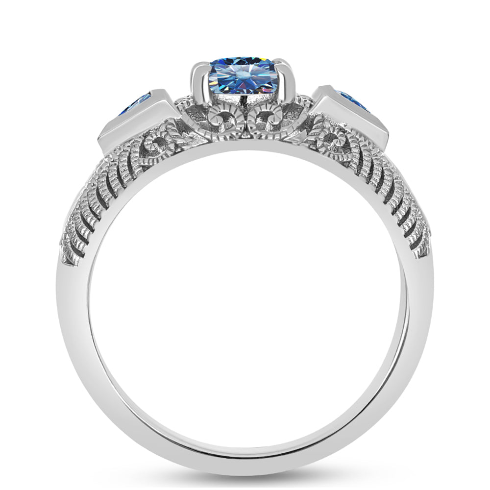 Ezüst Gyűrű Óceánkék Moissanite-tal