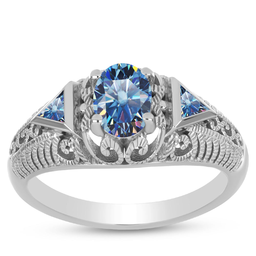 Ezüst Gyűrű Óceánkék Moissanite-tal