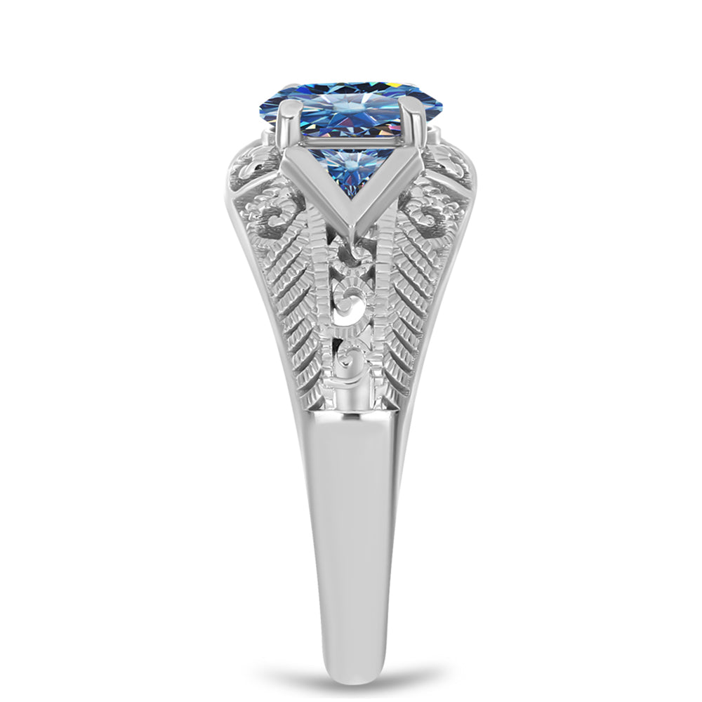 Ezüst Gyűrű Óceánkék Moissanite-tal