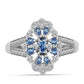 Ezüst Gyűrű Óceánkék Moissanite-tal és Fehér Topázzal