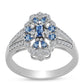 Ezüst Gyűrű Óceánkék Moissanite-tal és Fehér Topázzal