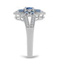 Ezüst Gyűrű Óceánkék Moissanite-tal és Fehér Topázzal