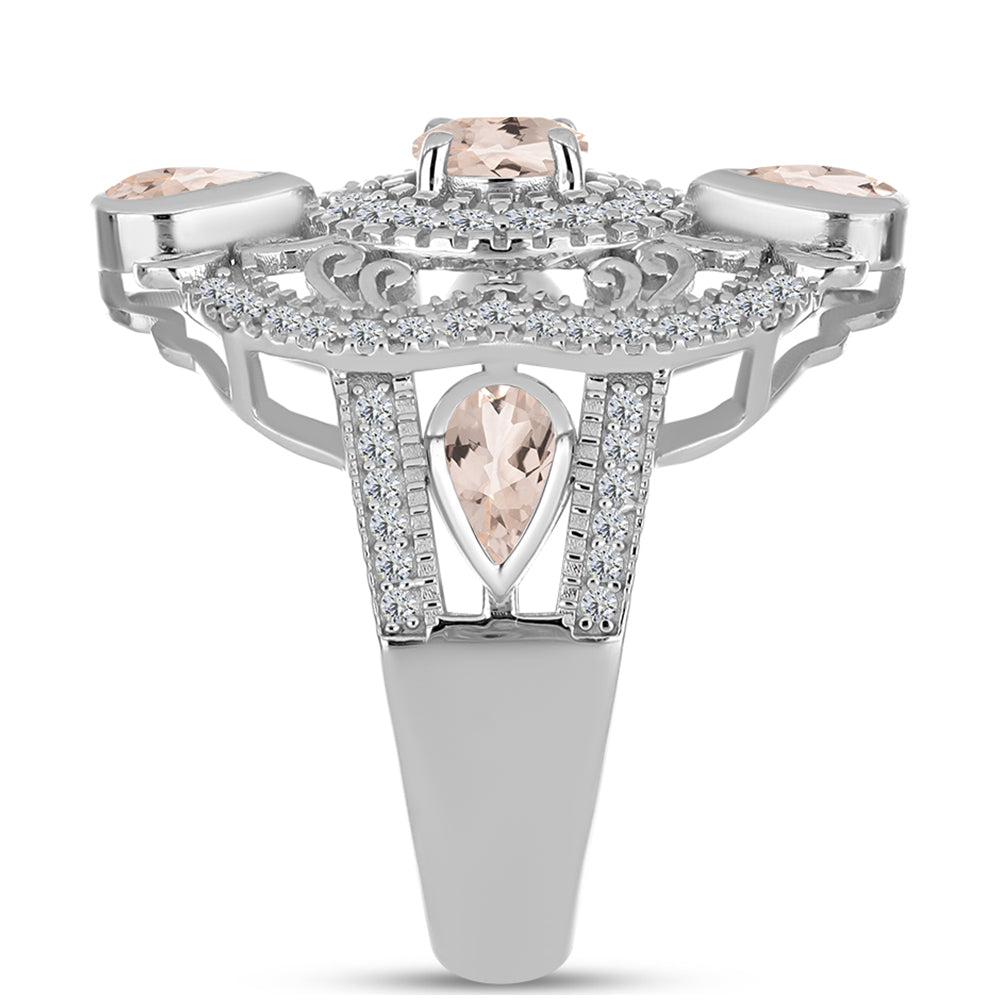 Ezüst Gyűrű Gozarehi Morganittal és Fehér Topázzal 4 