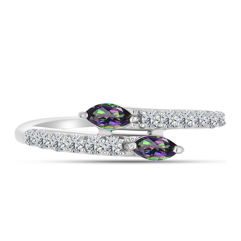 Ezüst Gyűrű Brazil Misztikus Zöld Kvarccal és Fehér Topázzal 1 