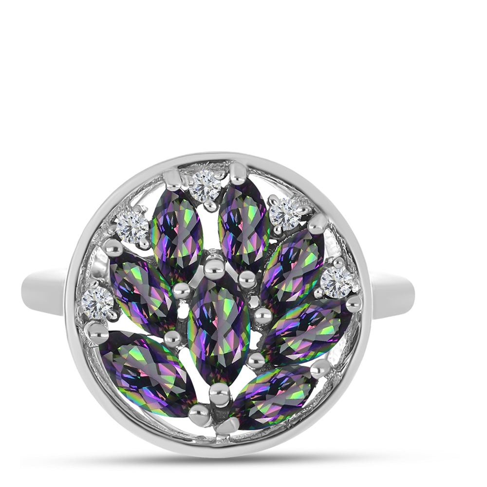 Ezüst Gyűrű Brazil Misztikus Zöld Kvarccal és Fehér Topázzal 1 