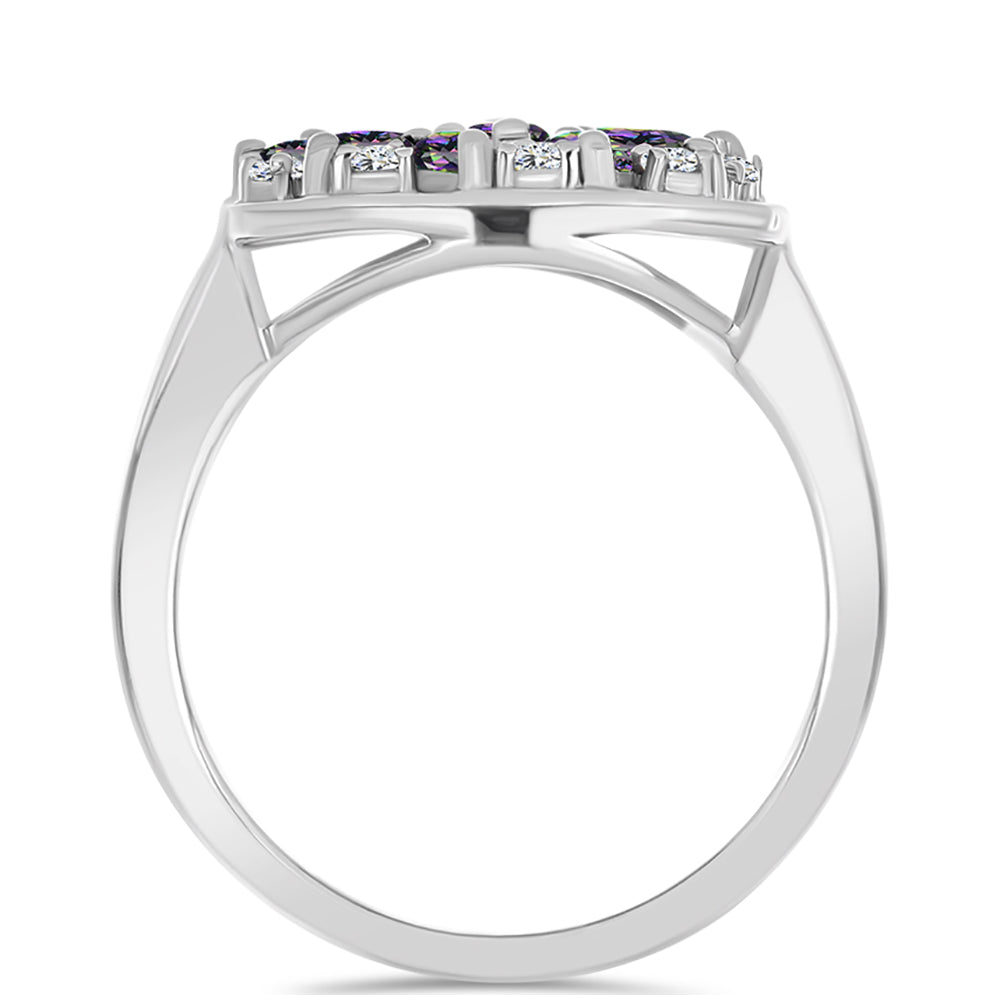 Ezüst Gyűrű Brazil Misztikus Zöld Kvarccal és Fehér Topázzal 2 