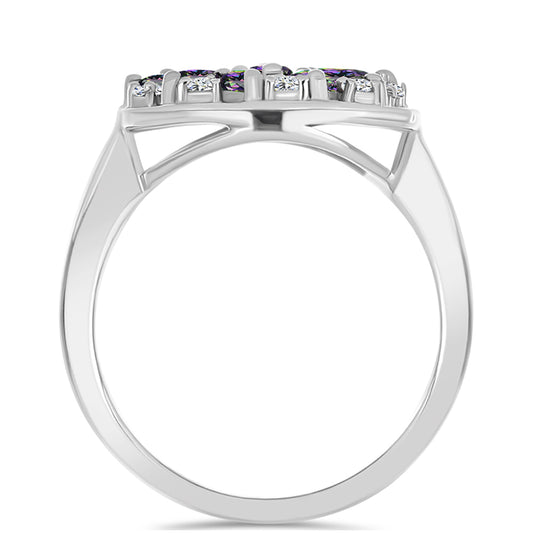 Ezüst Gyűrű Brazil Misztikus Zöld Kvarccal és Fehér Topázzal