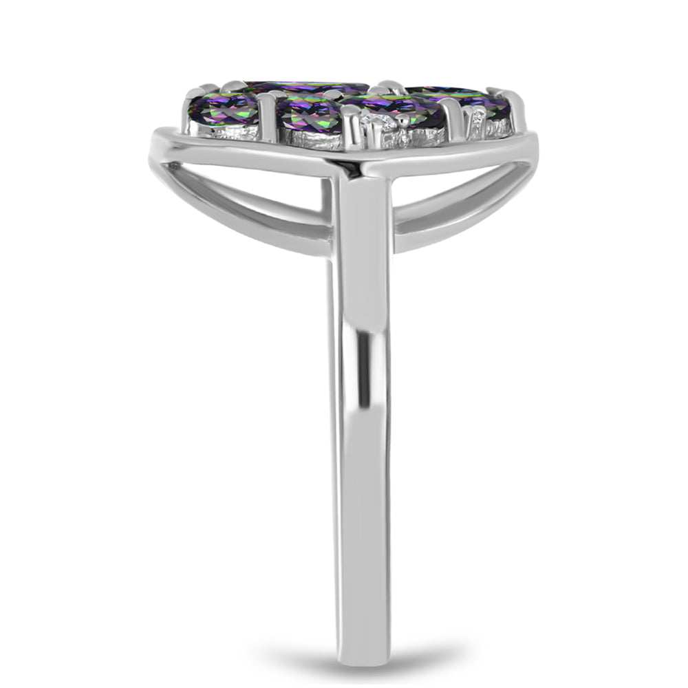 Ezüst Gyűrű Brazil Misztikus Zöld Kvarccal és Fehér Topázzal 4 