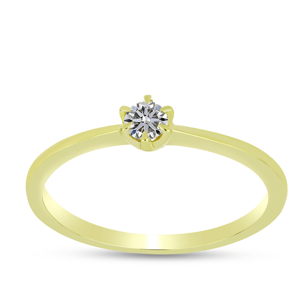 Arannyal Bevont Ezüst Gyűrű Minősített laboratóriumban előállított Gyémánttal 7 