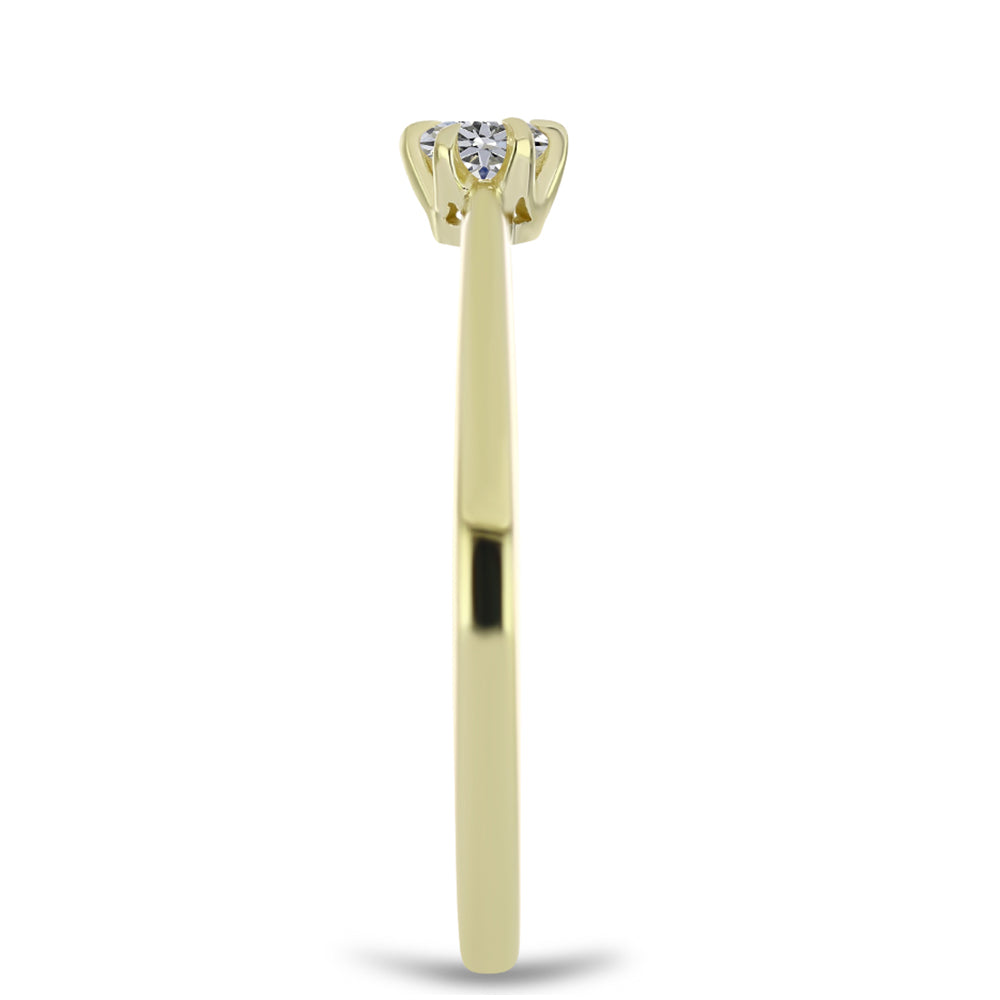 Arannyal Bevont Ezüst Gyűrű Minősített laboratóriumban előállított Gyémánttal